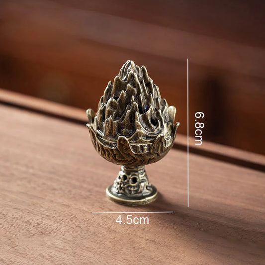 Vertical Mini Alloy Incense Burner โ Hollow Portable Holder for Aromatherapy & Desk Decor