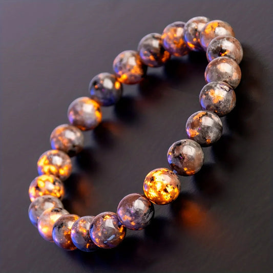 Natural Yooperlite Bracelet โ UV Reactive Flame Beads for Meditation & Healing