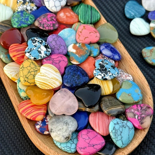 10/20/30PCS Heart-Shaped Natural Crystal Stones โ 20mm Amethyst, Agate & Mineral Specimens for Healing & Decor